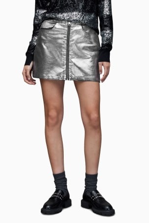 Buy AllSaints Silver Cleo Denim Skirt from the Next UK online shop