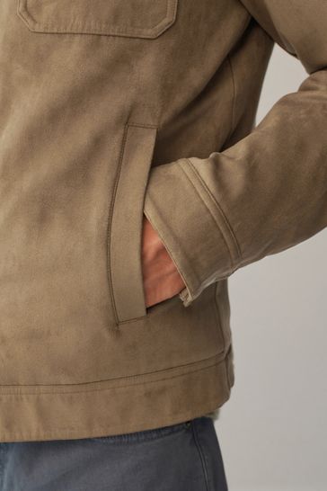 Mens suede sales borg jacket