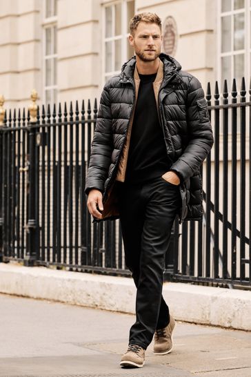 Black Longline Mock Bomber Layer Coat