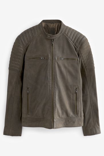 Buy Leather Quilted Racer Jacket from the Laura Ashley online shop