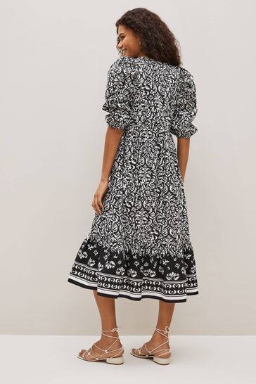 Buy Floral Puff Sleeve Poplin Dress from Next