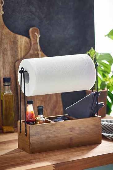 Black and wood kitchen roll holder sales