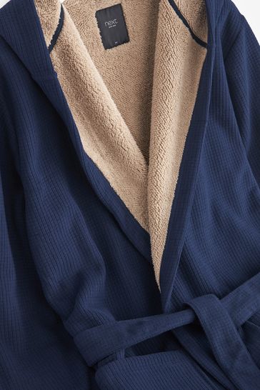 Buy Borg Lined Hooded Dressing Gown from Next
