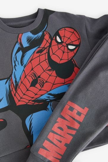 Charcoal Grey Marvel Spider Man Jersey Sweatshirt And Joggers Set 3mths 8yrs