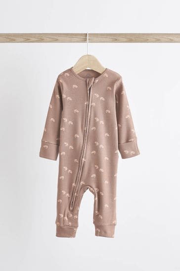 Chocolate Brown Footless Baby Sleepsuits 3 Pack 0mths 3yrs