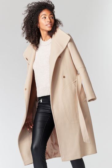 White Funnel Neck Coat