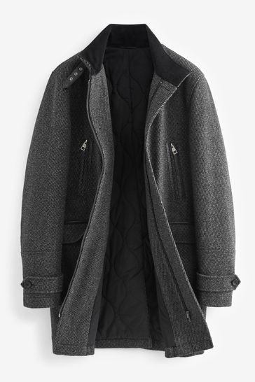 Black funnel on sale neck coat next