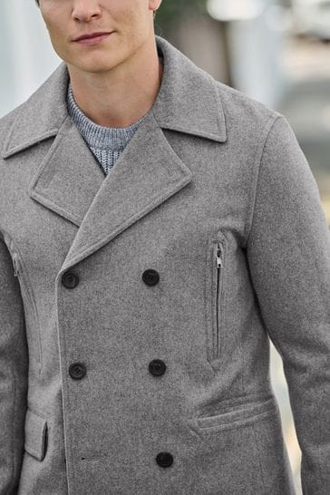 Grey peacoat sale