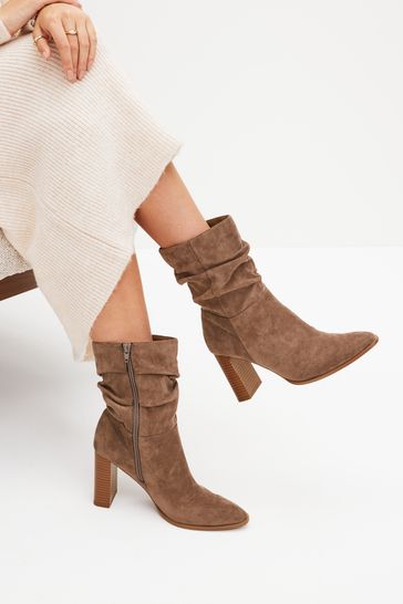 Mink suede top boots