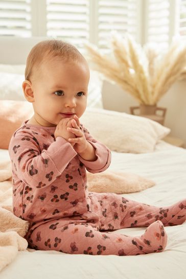 Leopard print baby sleepsuit top
