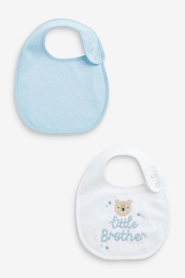 Blue/White Little Brother Baby Bibs 2 Pack