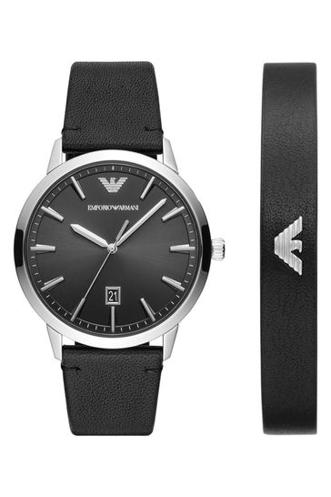 Buy Emporio Armani Gents Black Bracelet Gift Set Watch from the