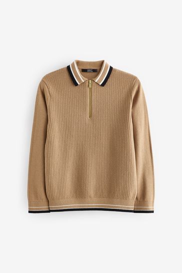 Long sleeve zip polo sales