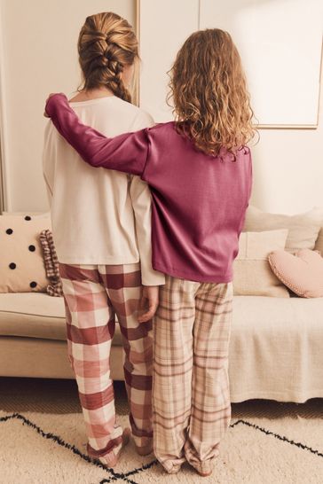 Pink/Cream Woven Check Pyjamas 2 Packs (3-16yrs)