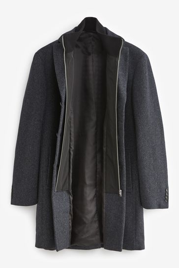 Mens black epsom coat top