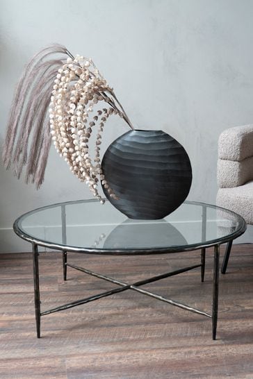 Round leather top online coffee table