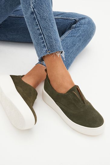 Suede slip on cheap platform shoes