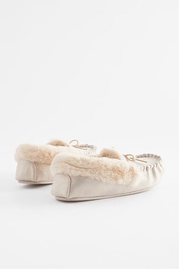 Gold moccasin slippers best sale