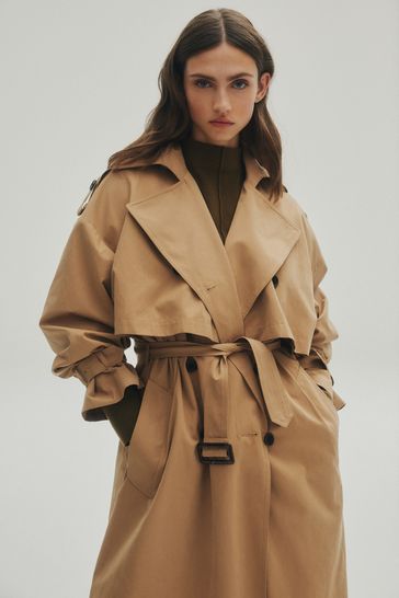 Camel Belted Quilt Lined Showerproof Trench Coat