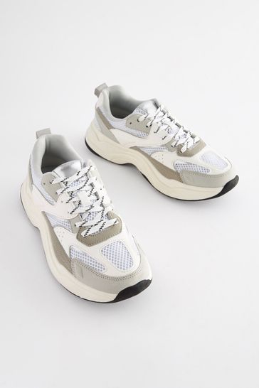 White Forever Comfort® Chunky Sole Lace Up Trainers