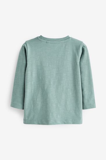 Mineral Blue Long Sleeve Plain T-Shirt (3mths-7yrs)