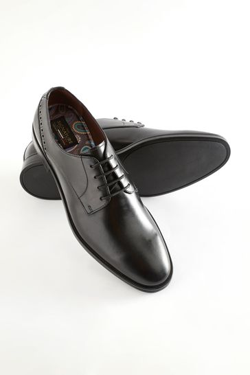 Black Signature Leather Derby Shoes