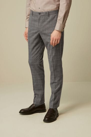 Mens grey best sale check chinos