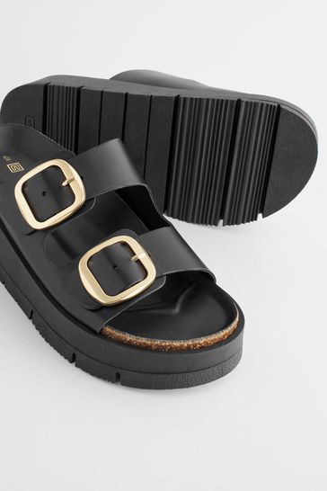 Buy Forever Comfort Leather Double Buckle Flatform Sandals from Next