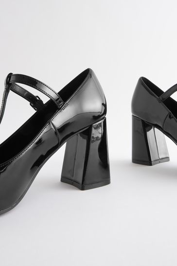 Black patent t bar sales heels