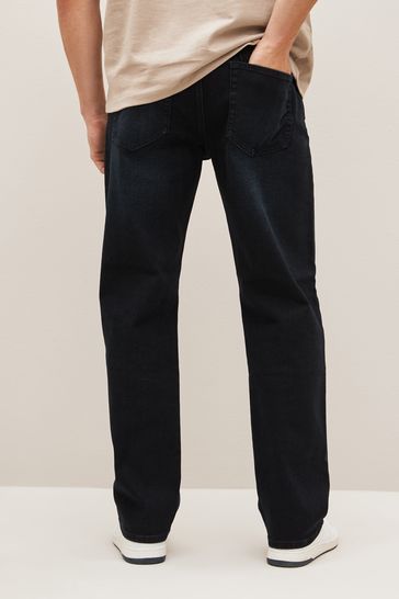 Mens black straight on sale leg stretch jeans