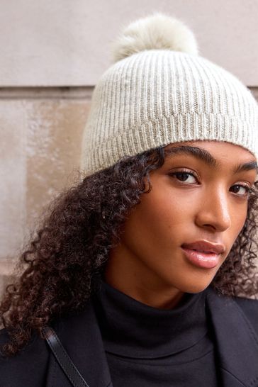 Cashmere pom pom clearance hat