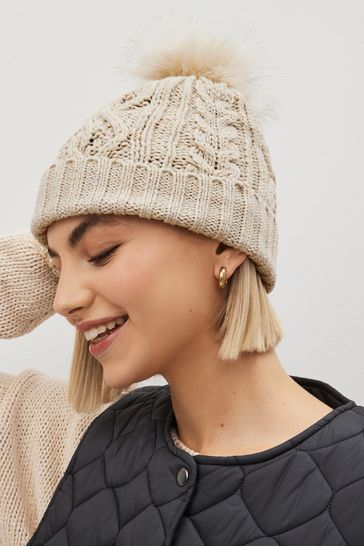 Buy Cable Knit Pom Hat from Next