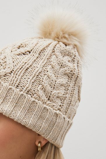 Buy Cable Knit Pom Hat from Next