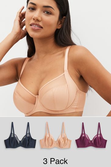 Sage Green/Pink/Cream DD+ Non Pad Full Cup Bras 3 Packs