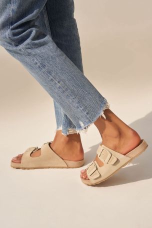 Suede slip sale on sandals