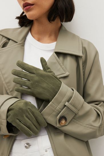 Womens grey sale suede gloves