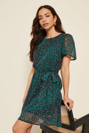 Flutter Sleeve Chiffon Mini Dress 