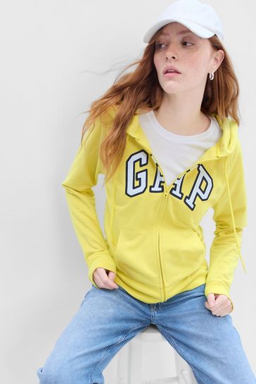 Gap Bright Yellow Logo Zip Hoodie In Fleece
