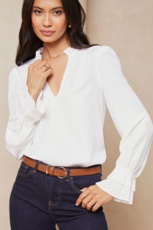 Buy Lipsy Frill Ruffle V Neck Long Sleeve Blouse from Next Austria