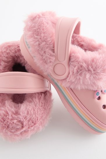 Pink crocs with fur clearance