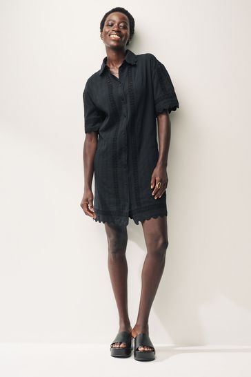 Buy Mini 100 Cotton Broderie Shirt Dress from Next