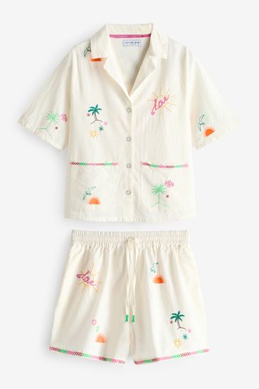 Never Fully Dressed White 100 Cotton Shirt Pyjama Set