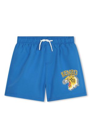 Buy KENZO KIDS Blue Tiger Varsity Logo Swimming Shorts from the