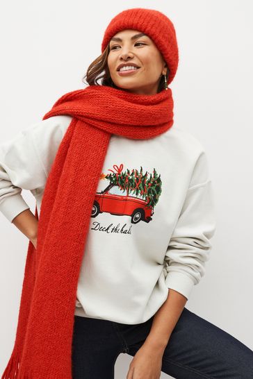 Ecru Graphic Christmas Sweatshirt
