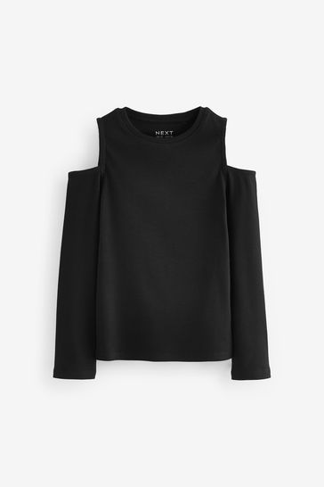 Black cold shoulder shirts discount