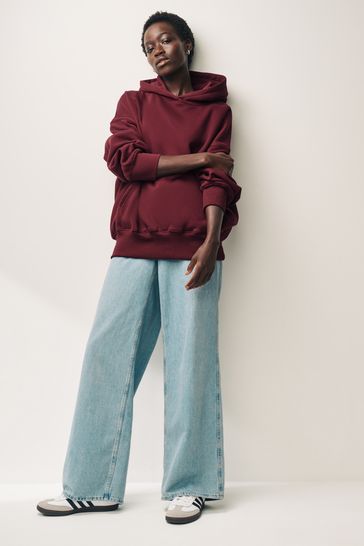 Buy Oversized Relaxed Fit Heavyweight Brushed Longline Hoodie Sweatshirt from Next