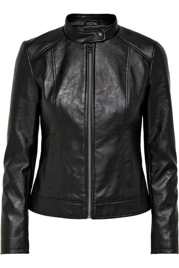 Buy JDY Faux Leather Collarless Jacket from Next Ireland