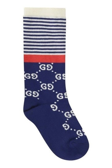 GUCCI Navy Cotton GG Socks
