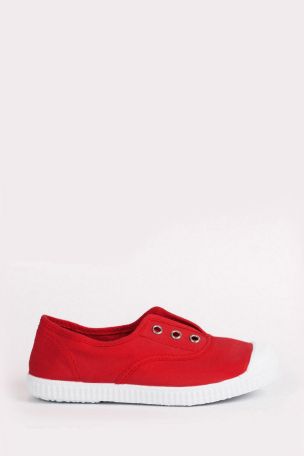 Buy Trotters London Red Plum Canvas Pumps from the Laura Ashley