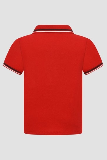 قميص بولو أحمر للأولاد الصغار